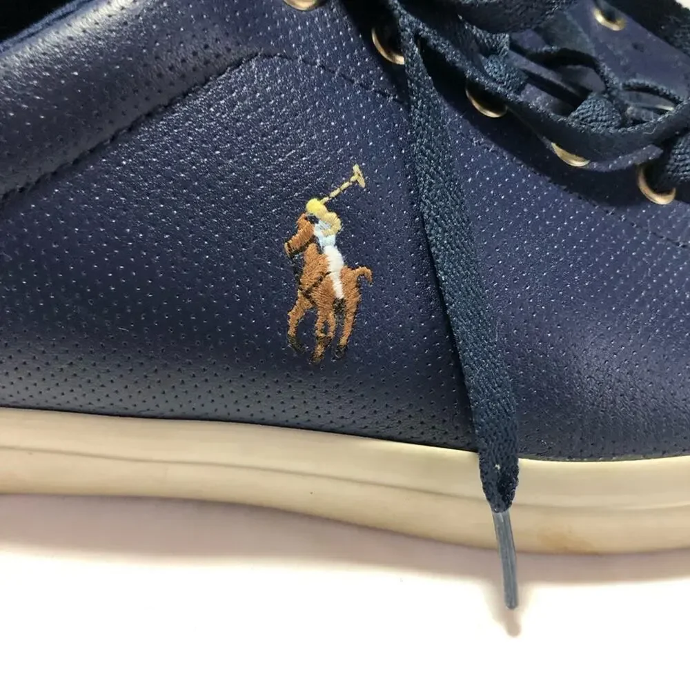 Polo Ralph Lauren longwood blue cowhide leather suede lace up sneakers mens 12